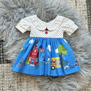Eleanor Rose Girls Presley School‎ Dress Size 12 Month Bus Flag
